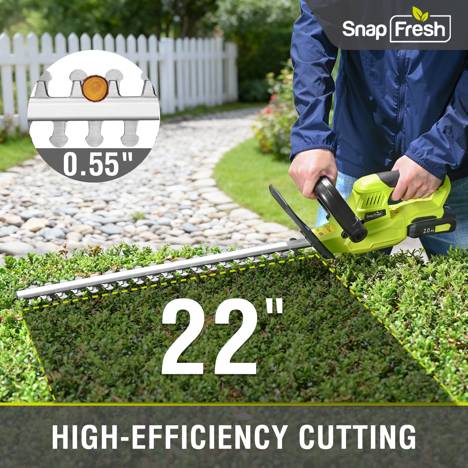 20V Cordless Hedge Trimmer with 2.0Ah Li-ion Battery and Charger (BBT-YOD01)