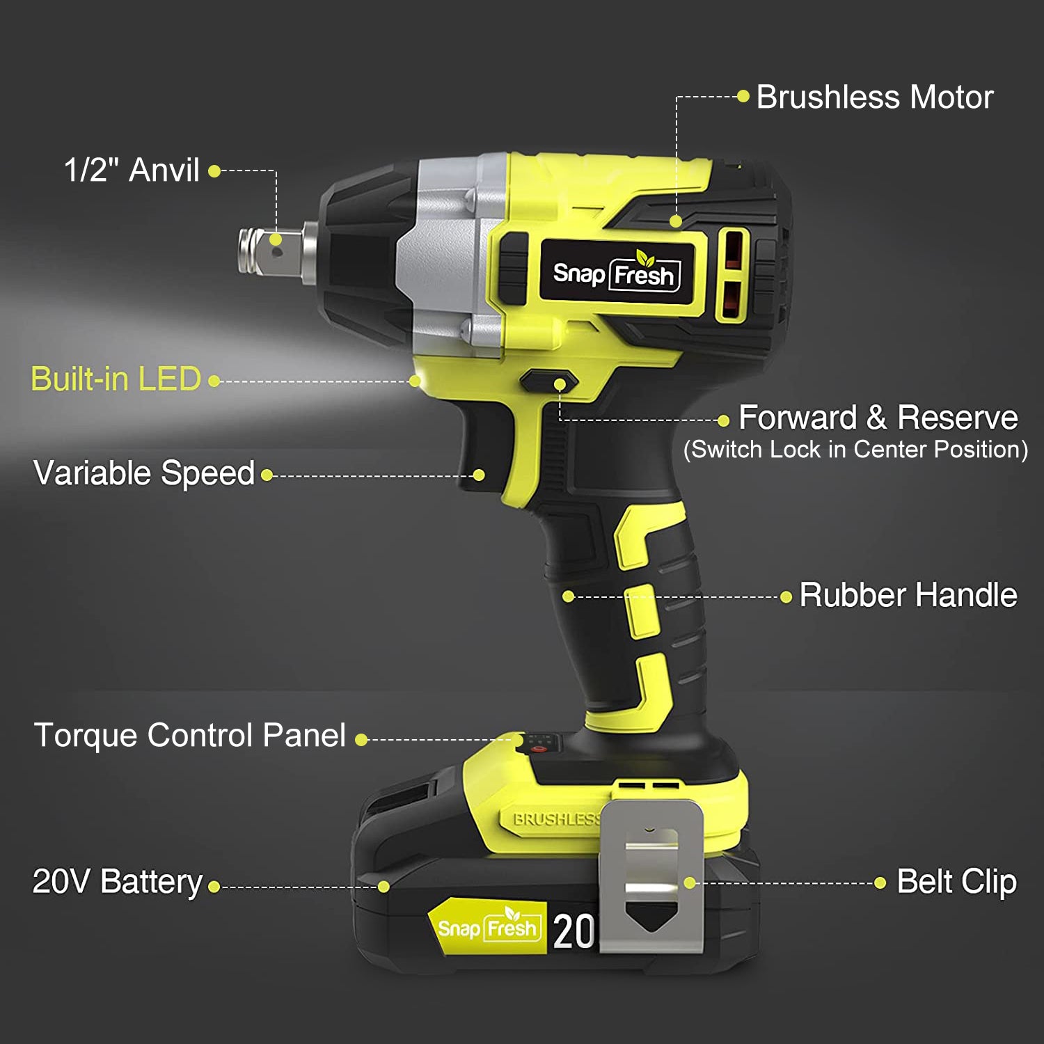 20V Brushless Cordless Impact Wrench Kit (BBT-POB06)