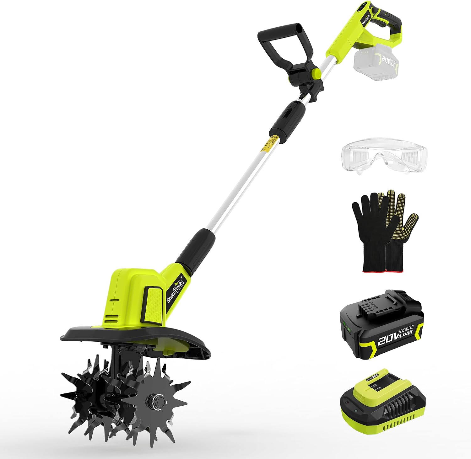 20V Cordless Tiller Cultivator with 4.0AH Battery and Fast Charger