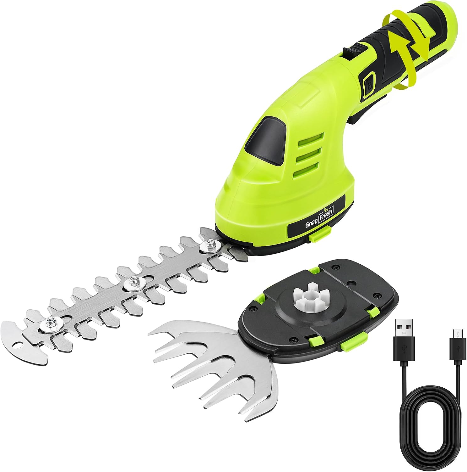 8V Cordless Hedge Trimmer and Grass Shear with Rotating Head