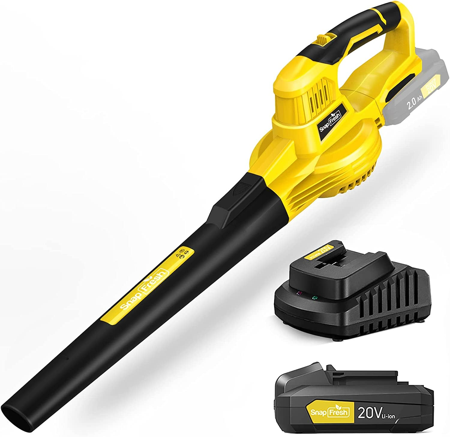 20V Cordless Leaf Blower(130MPH/140CFM) , 2.0Ah Li-Ion Battery And Charger (BBT-YOR01) - SnapFresh
