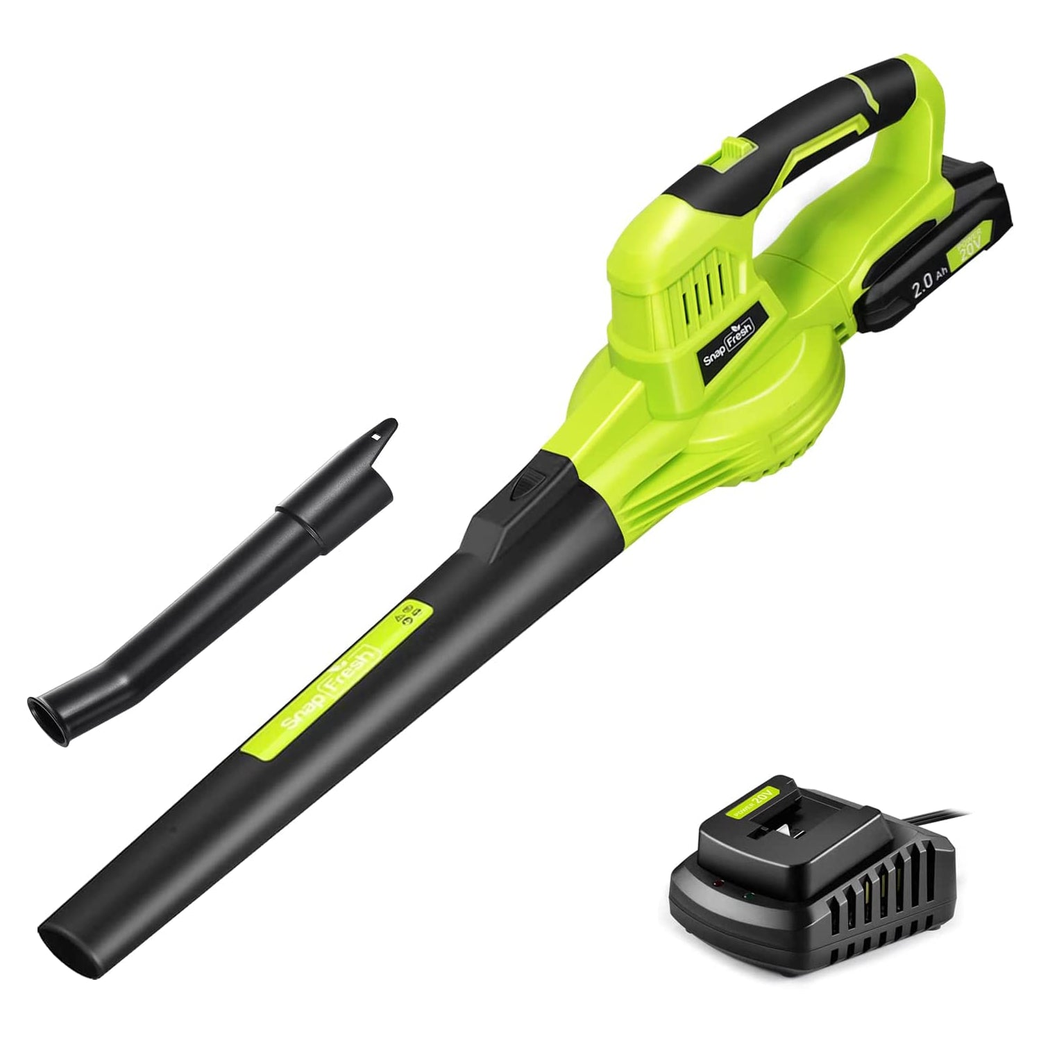 20V Cordless Leaf Blower(130MPH/140CFM) , 2.0Ah Li-Ion Battery And Charger (BBT-YOR01) - SnapFresh