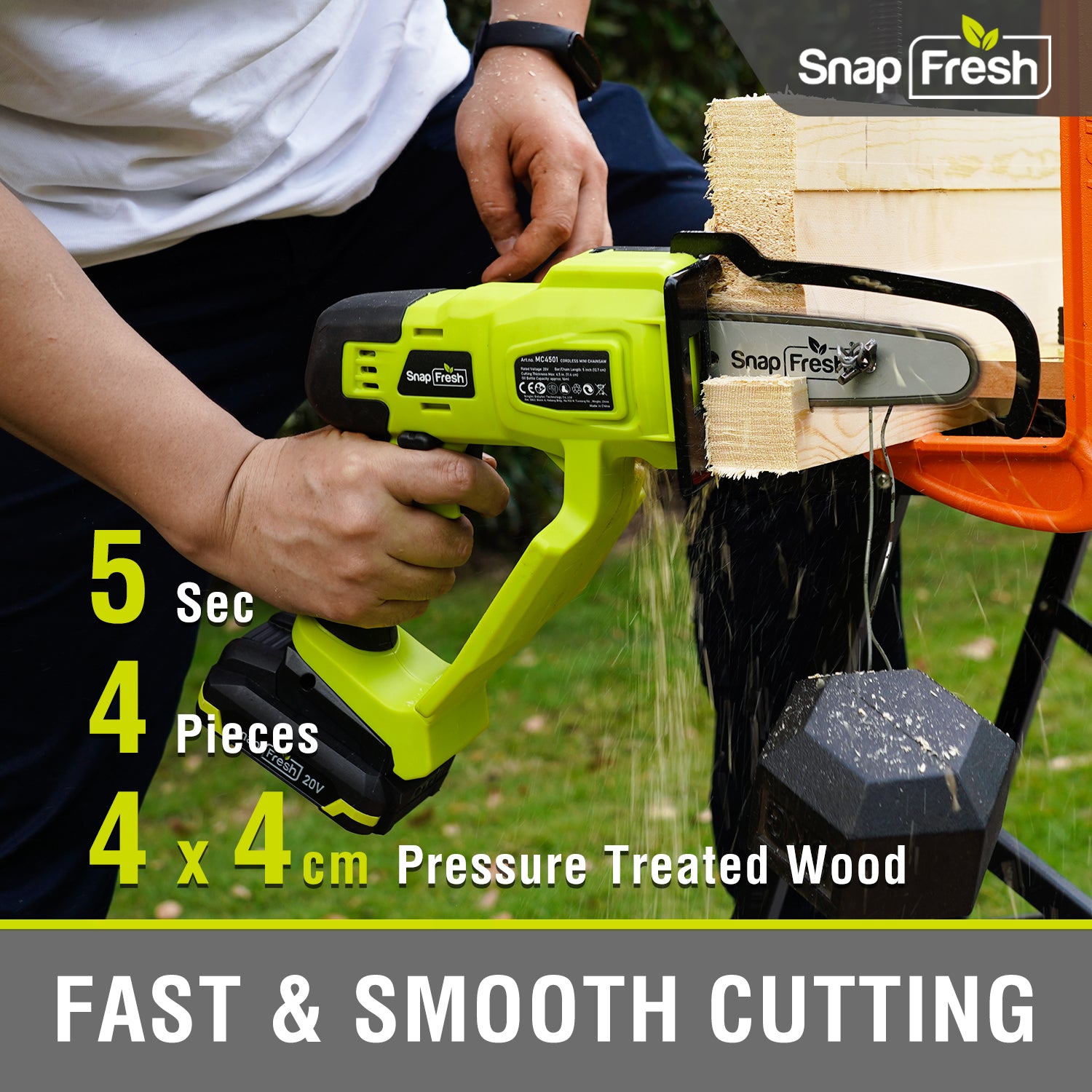 20V Cordless 5 Inch Mini Chainsaw, 2.0Ah Li-Ion Battery And