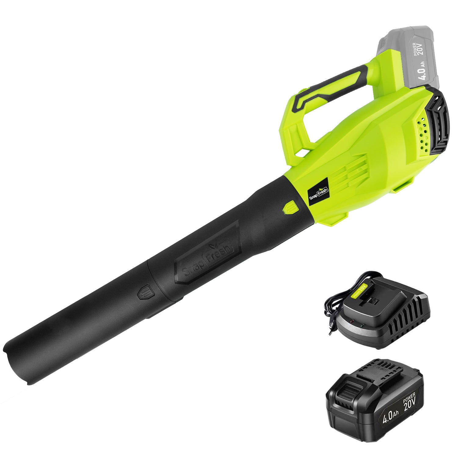 20V Max Cordless Leaf Blower(350CFM/100MPH), 4.0Ah Li-ion Battery and Charger (BBT-ZE20BW)