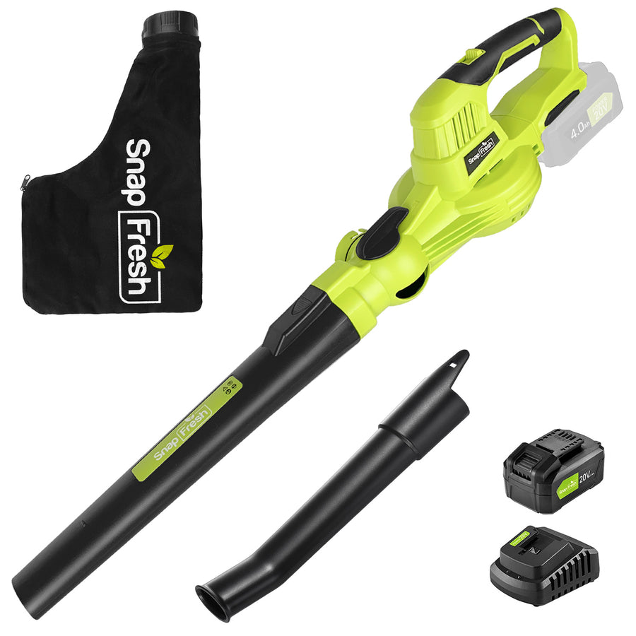 20V Cordless 2-in-1 leaf blower/Vacuum (130CFM/120MPH), 4.0Ah Li-ion Battery and Charger (BBT-YOR03)