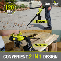 20V Cordless 2-in-1 leaf blower/Vacuum (130CFM/120MPH), 4.0Ah Li-ion Battery and Charger (BBT-YOR03)