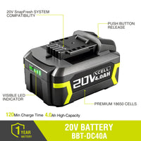 20V Lithium-ion 4.0Ah Battery Pack (BBT-DC40A)