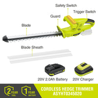 SnapFresh 20V Cordless Hedge Trimmer 18”