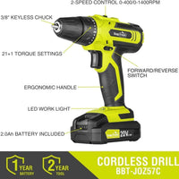 SnapFresh 20V Cordless Drill Driver Kit