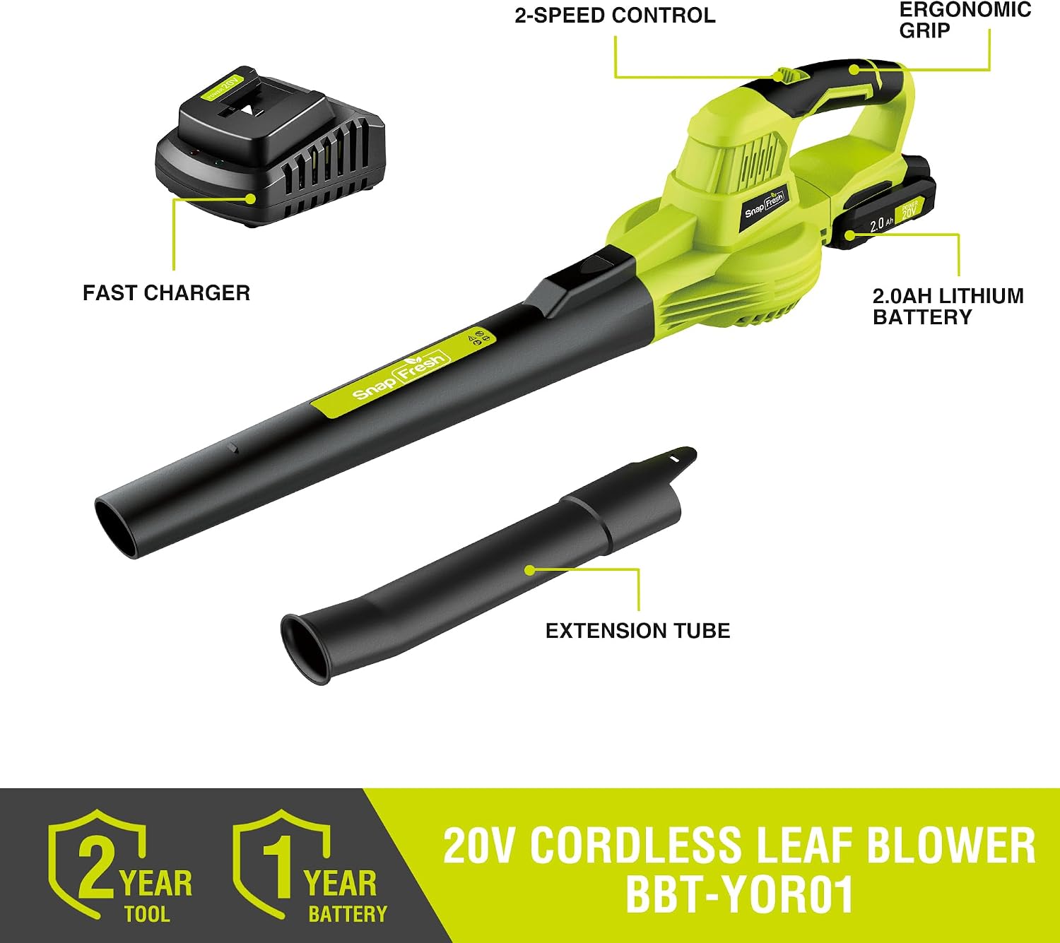 20V Cordless Leaf Blower(140CFM/130MPH) , 4.0Ah Li-Ion Battery And Charger (BBT-YOR01)
