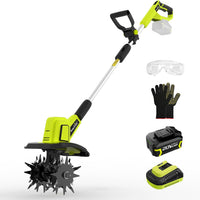 20V Cordless Tiller Cultivator with 4.0AH Battery and Fast Charger