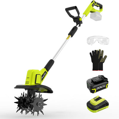 20V Cordless Tiller Cultivator with 4.0AH Battery and Fast Charger