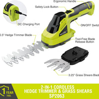 7.2V Cordless Shrubbery and Grass Shears (BBT-GT03 Green)