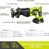 20V Reciprocating Saw with 2.0 Li-ion Battery and Charger (BBT-JOL01)