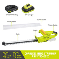SnapFresh 20V Cordless Hedge Trimmer 18”