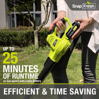 20V Cordless Leaf Blower(140CFM/130MPH) , 2.0Ah Li-Ion Battery And Charger (BBT-YOR01)