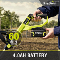 20V Cordless Tiller Cultivator with 4.0AH Battery and Fast Charger