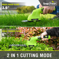 8V Cordless Hedge Trimmer and Grass Shear with Rotating Head