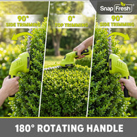 8V Cordless Hedge Trimmer and Grass Shear with Rotating Head