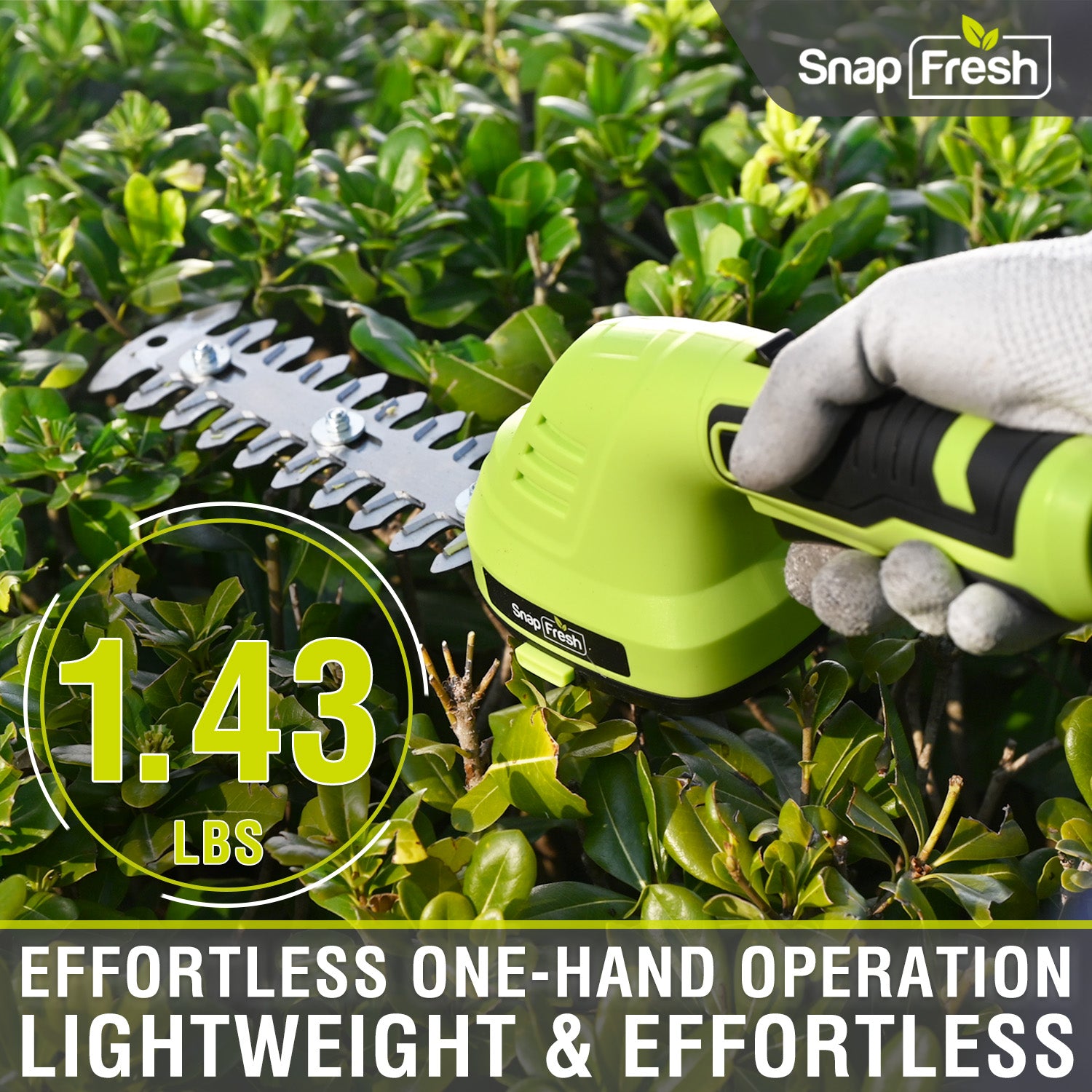 8V Cordless Hedge Trimmer and Grass Shear with Rotating Head