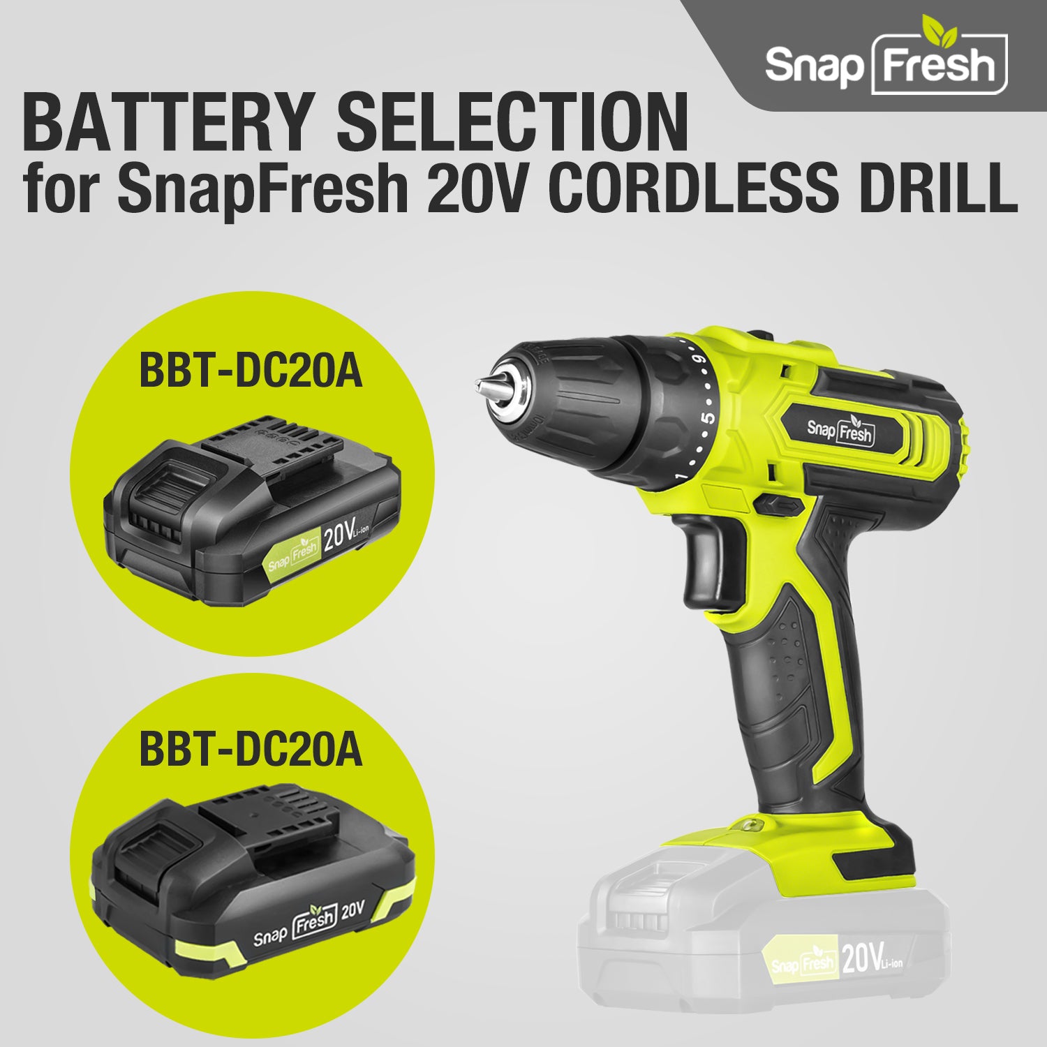 Cordless Power Drill - 20V, 2.0Ah, Li-ion Battery – SnapFresh
