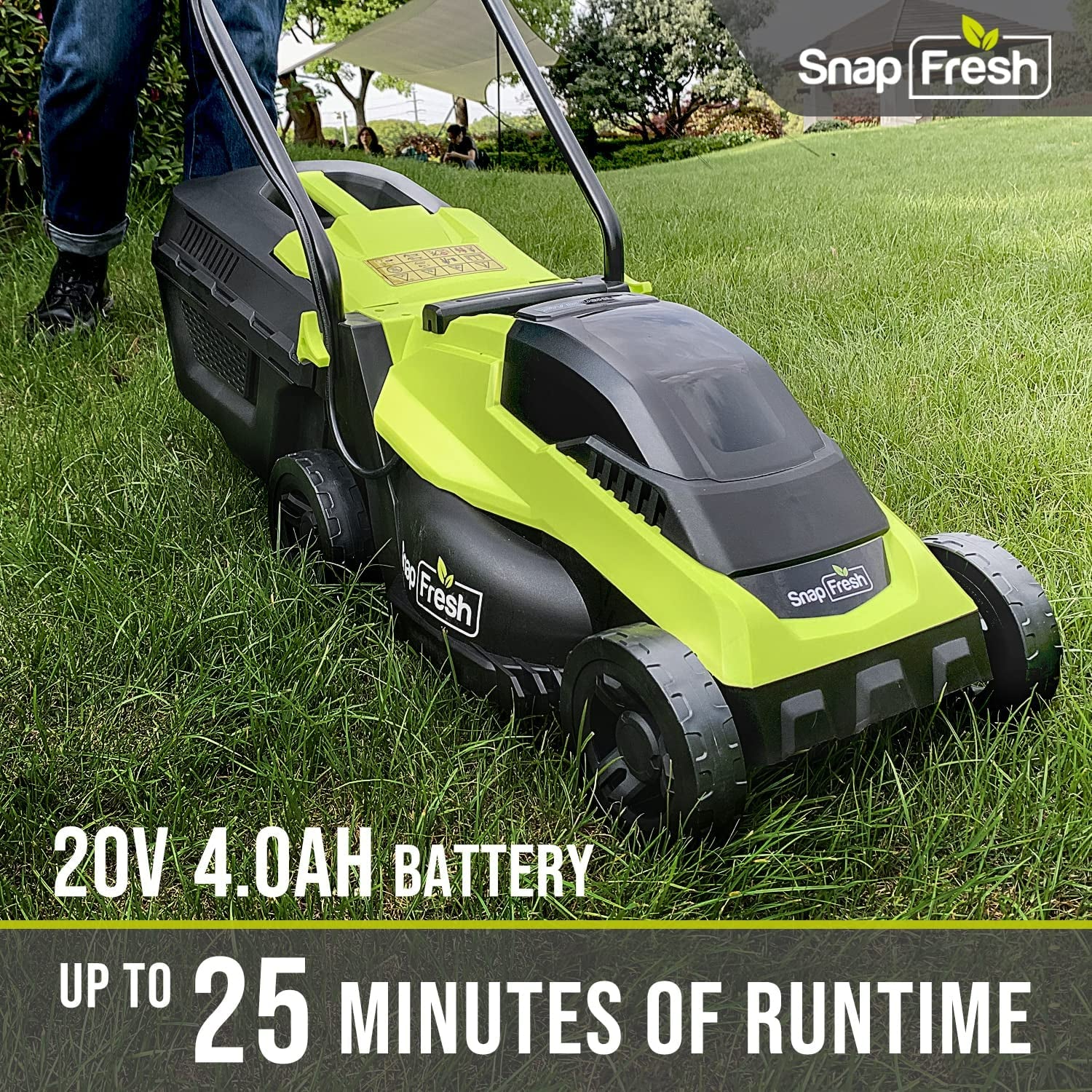 14in Electric Lawn Mower,Brushless Motor, 20V 4.0Ah Battery and Charger (BBT-ZE33) - SnapFresh